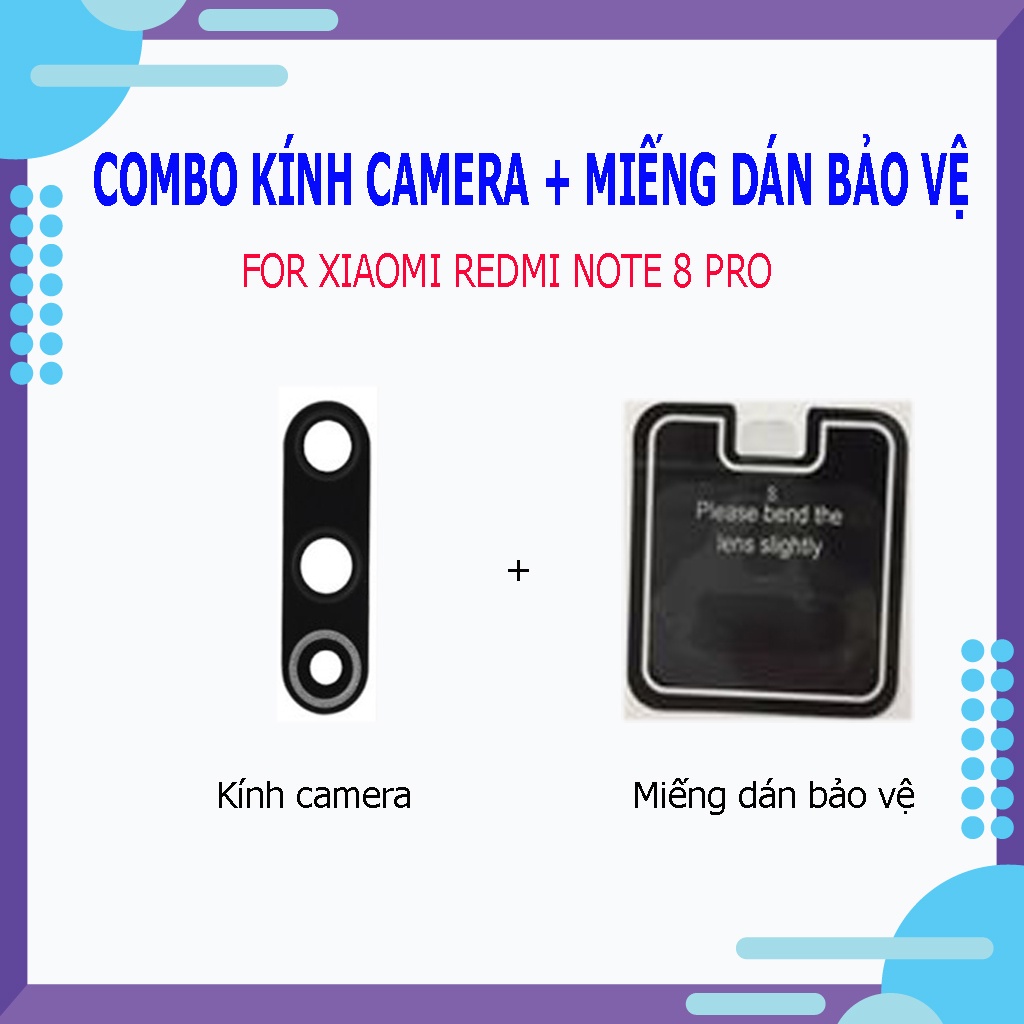 Kính camera sau Xiaomi Redmi note 8 Pro - Tặng kèm miếng dán bảo vệ