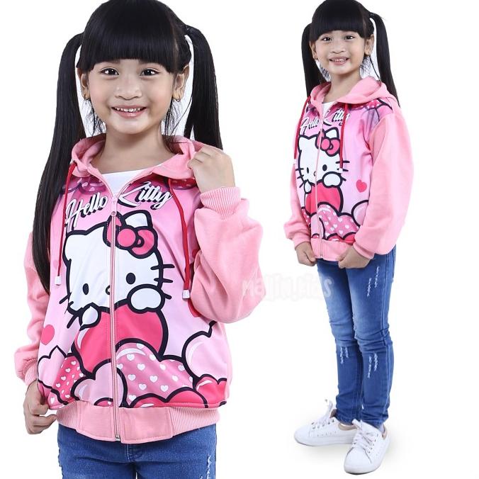 Áo Khoác Bé Gái In Hình Hello Kitty Màu Hồng Cao Cấp