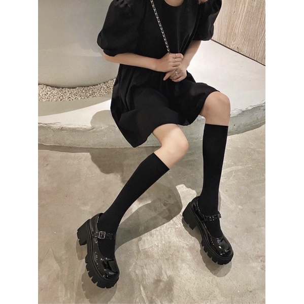 Giày Lolita đế cao 6cm phong cách vintage ulzzang chất da Pu mềm mịn không đau chân