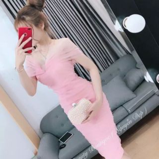 Đầm body phối lưới