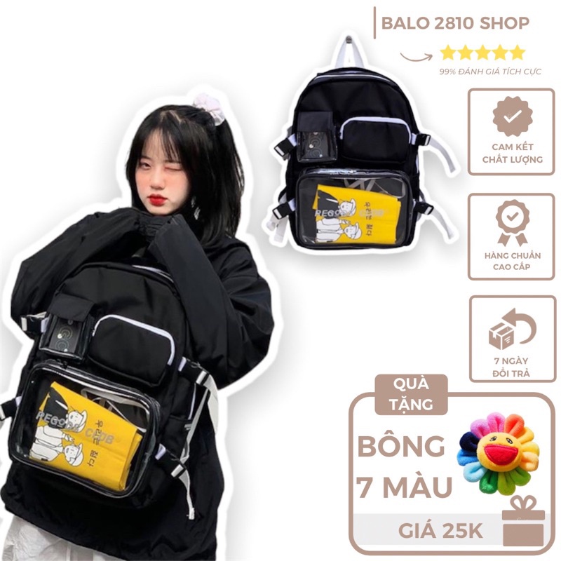 Balo Ulzzang Unisex (Tặng Kèm 4 Món) 2810 Clothes Shop Balo Đi Học Đi Chơi Vải Canvas Cao Cấp