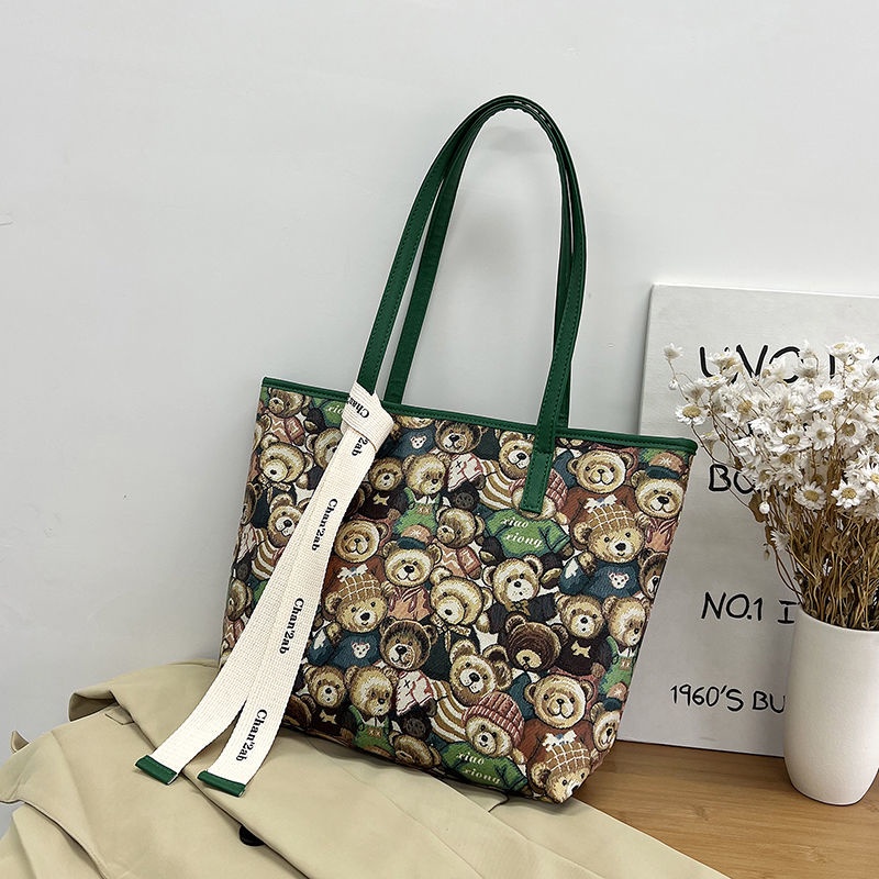 Túi tote Đeo Vai / Xách Tay Cỡ Lớn Hình Gấu Hồng Dễ Thương Thời Trang Mùa Hè Cho Nữ