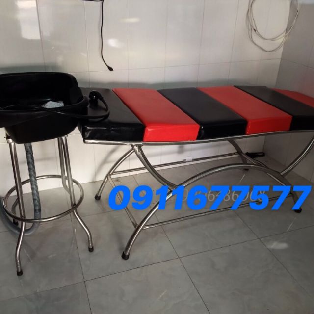 Giường gội đầu 6 mảnh đen đỏ