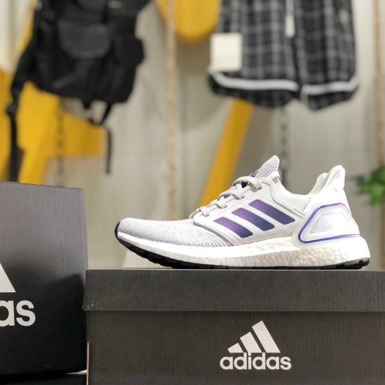( HỘP + GIẤY GÓI) Giày thể thao ULTRA BOOST 2021 grey Xám gót tím đế đen Ultra boost UB 6.0 | BigBuy360 - bigbuy360.vn