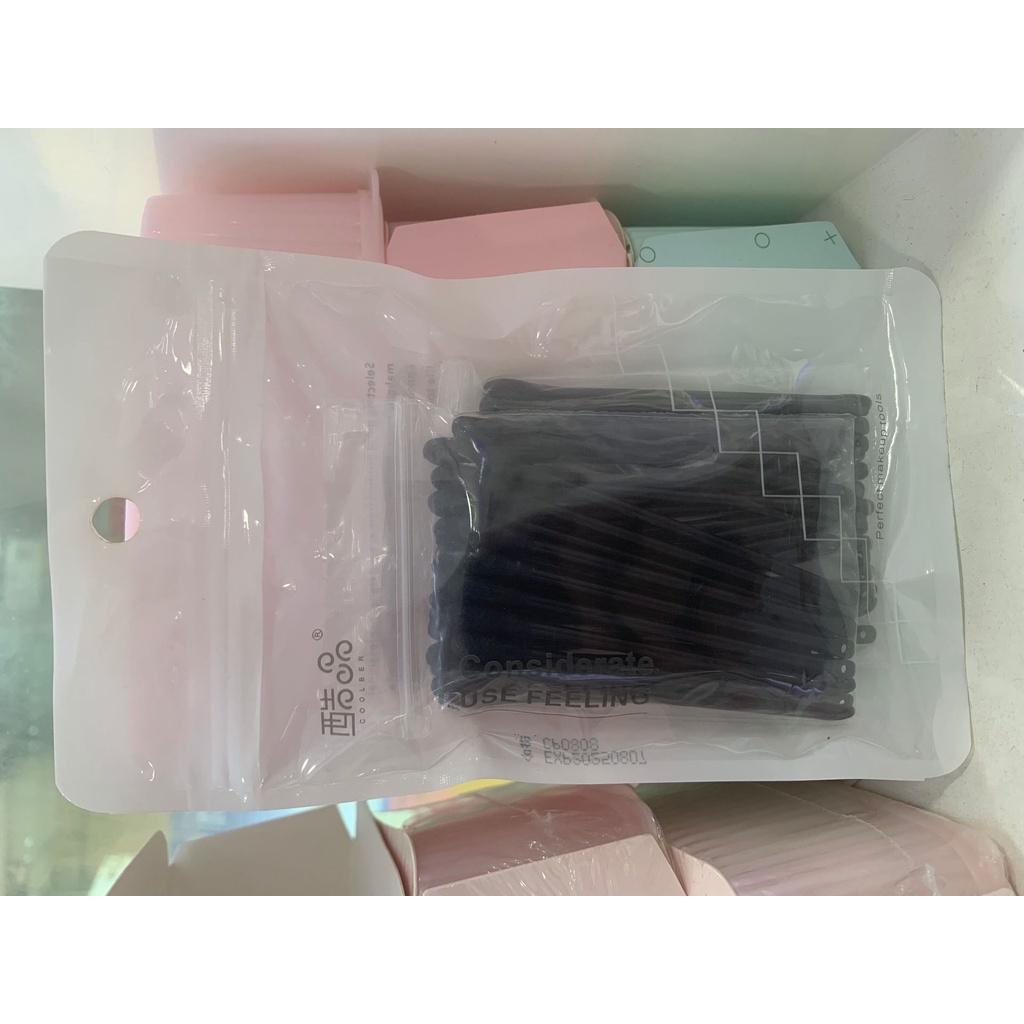 Set 60 tăm bông cotton màu đen 3 trong 1 dùng một lần