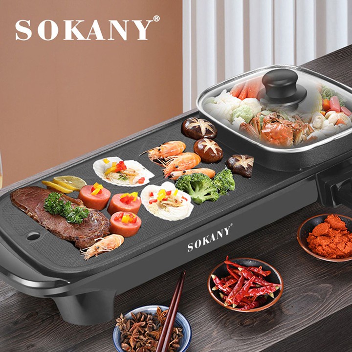 Bếp Lẩu Nướng Sonaky Đa Năng, Không Khói, Tiết Kiệm Điện, Chống Dính Tốt, Bảo Hành 12 Tháng