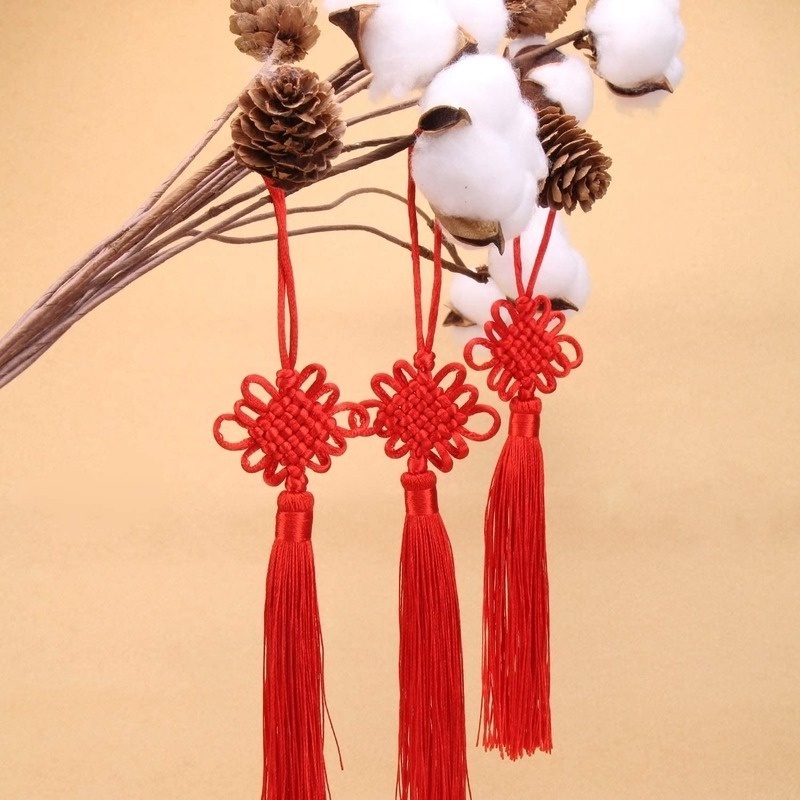 Mặt Dây Chuyền Thắt Nút Thủ Công Tua Rua Tinh Tế Phong Cách Trung Hoa Có Thể Tái Sử Dụng Làm Đồ Trang Trí Cho Năm Mới