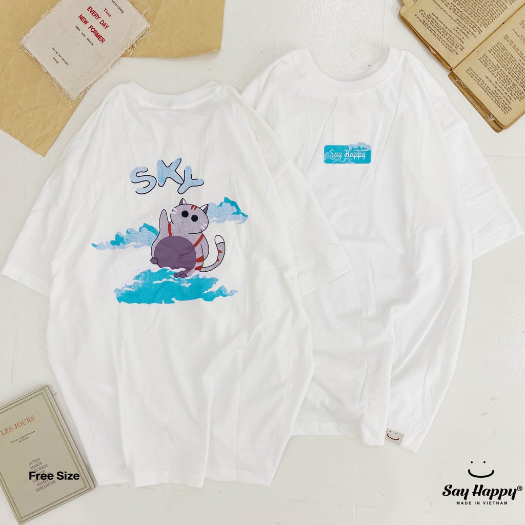 [Mã LT50 giảm 50k đơn 250k] Áo Thun Nam Nữ Unisex Form Rộng Tay Lỡ In Say Happy Hình Gấu Trúc
