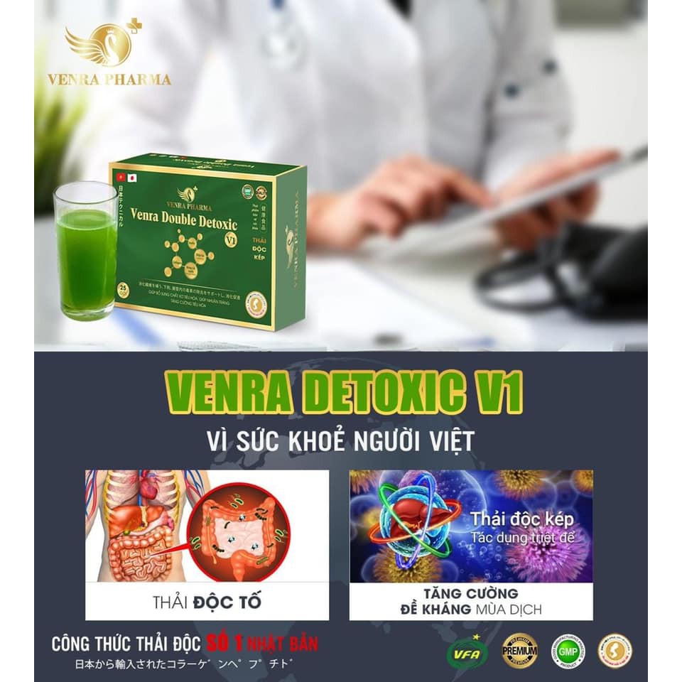 Thải độc kép Venra Double Detoxic,bổ sung chất xơ tiêu hóa, giúp nhuận tràng, tăng cường tiêu hóa