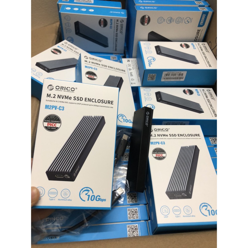 Box Ổ Cứng SSD M.2 NVMe PCIe ORICO M2PV-C3 Chuẩn USB 3.1 Type-C - Biến SSD M2 NVMe Thành Ổ Cứng Di Động