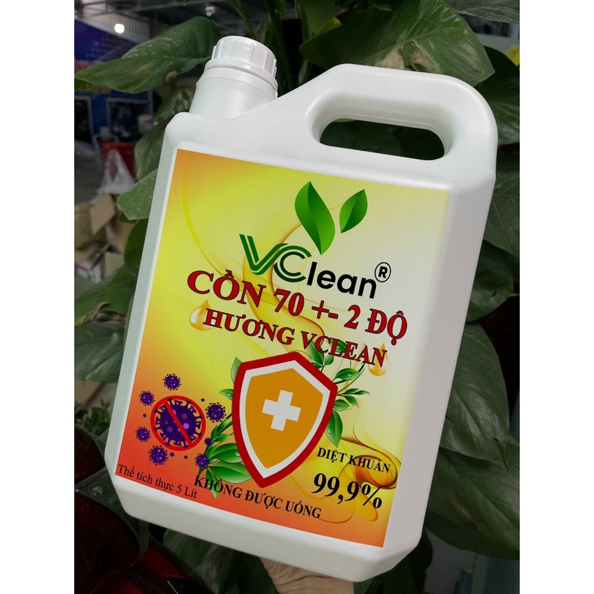 Cồn 70, 90 Vclean rửa tay sát khuẩn đủ độ cồn chính hãng nhà máy hương sả 5 lít