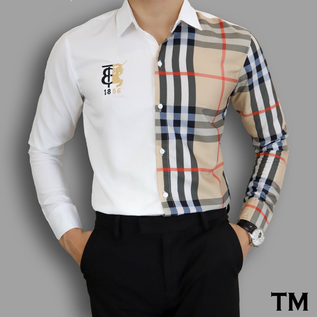 Áo sơ min nam tay dài hàn quốc phối viền tay kiểu BBR đẹp mẫu mới giá rẻ