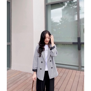 Áo Blazer họa tiết ziczac 2 lớp Ma Vie
