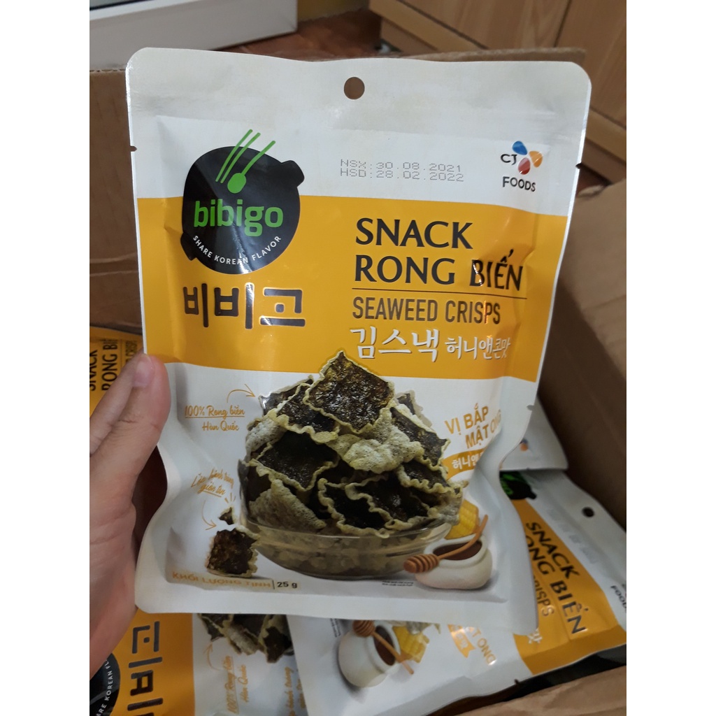 SNACK RONG BIỂN BIBIGO VỊ TRUYÊN THỐNG, VỊ BẮP MẬT ONG 25G