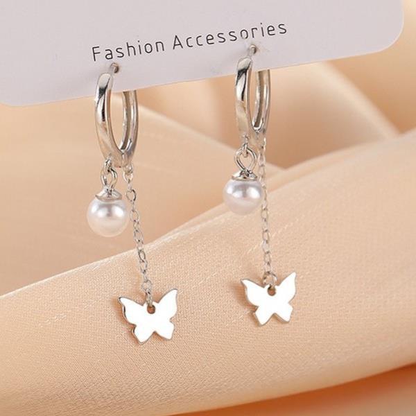 (070) Khuyên Tai Hai Hoạ Tiết Ngọc Kết Hợp 🦋 Nhỏ Tinh Tế