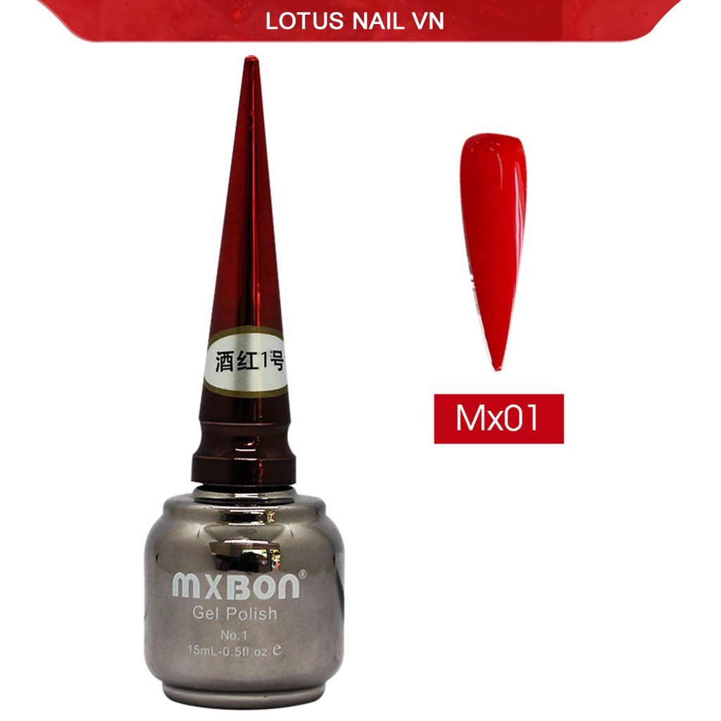Set sơn gel mxbon 6 màu tone đỏ đặc biệt chính hãng quét mã QR - tặng kèm bảng màu mica