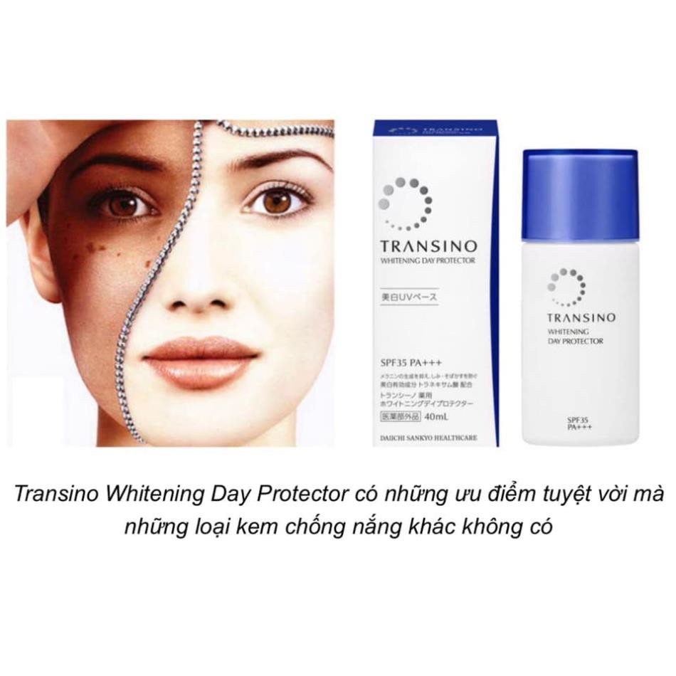Kem dưỡng ngày chống nắng Transino Whitening Day Protector 30ml Nhật Bản 3 in 1 kem lót, chống nắng, làm trắng da . | BigBuy360 - bigbuy360.vn