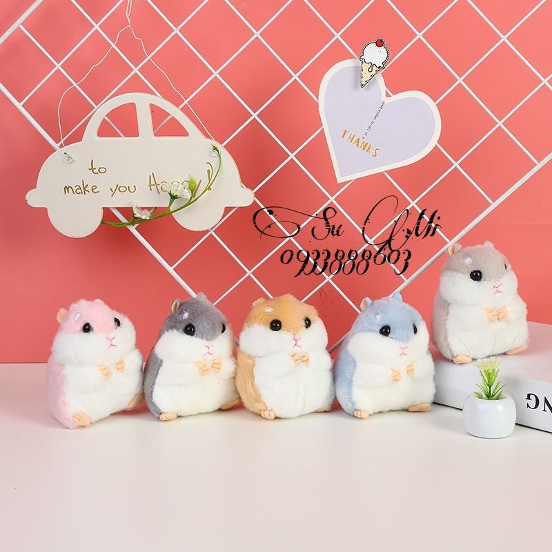Móc khóa chuột Hamster nhồi bông dễ thương. Gấu bông Hamter treo balô túi xách, điện thoại