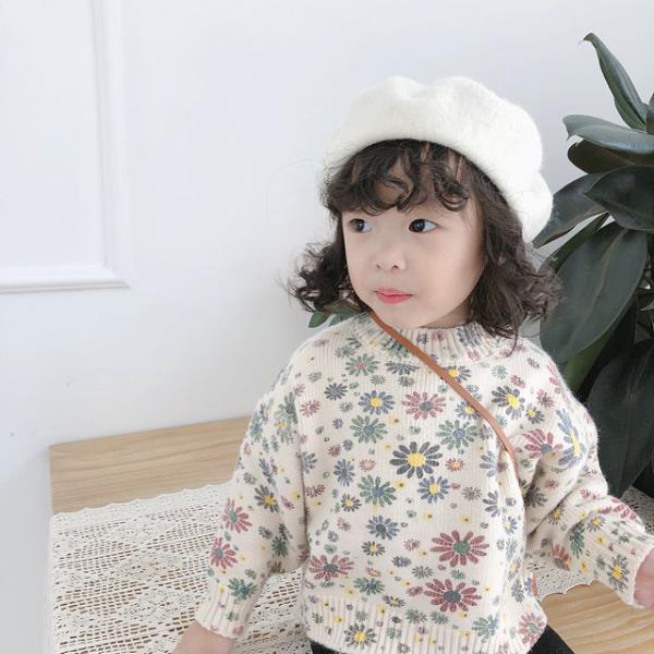 Áo Sweater cổ tròn in họa tiết phong cách Retro Hàn Quốc mới cho nữ