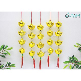 Set 5 dây thỏi vàng in chữ treo cây mai đào Tết (30cm) T-PKTMD-51 TTTM