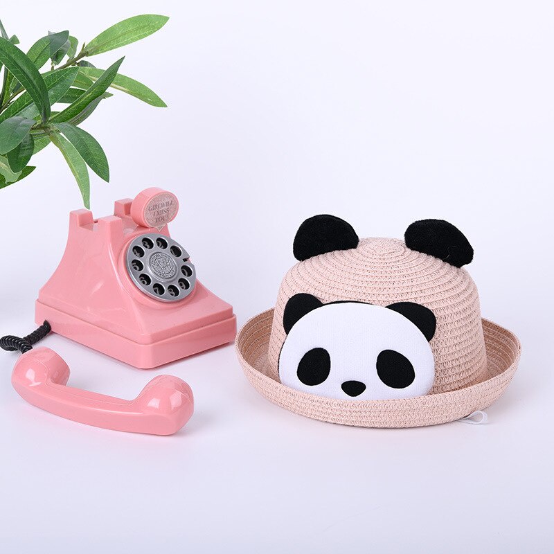 Mũ Cói Rộng Vành Hình Gấu Trúc Hoạt Hình Cho Bé