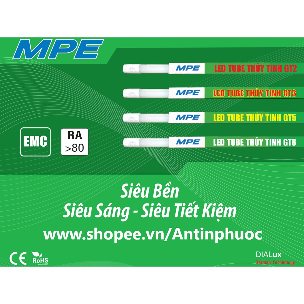 Bóng đèn led tuýp dài 1m2 MPE 18-28w - TUBE LED 1.2m  Hiệu suất cao , tiết kiệm điện 18w - 28w