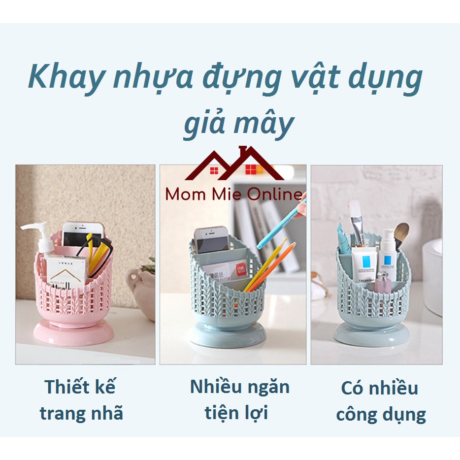 [Cao cấp] Khay để bàn đa năng dạng tròn giả mây nhựa cứng, dày dặn, gia công đẹp- B137