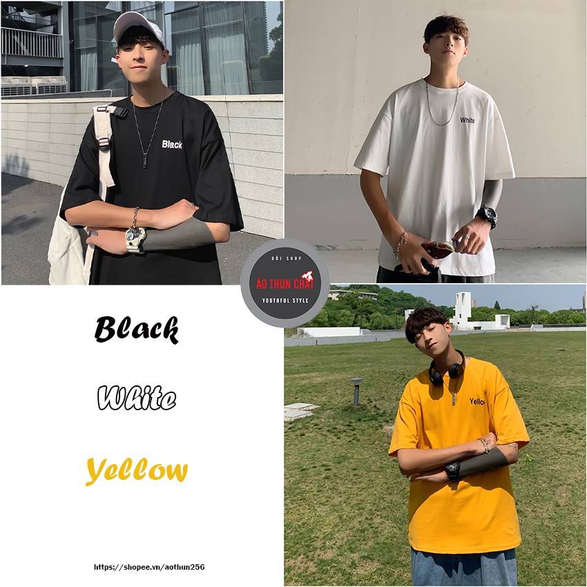 FREESHIP EXTRA Áo phông unisex tay lỡ nam nữ 3 Màu Đơn Giản oversize basic form rộng white - black- yellow Siêu Đẹp | BigBuy360 - bigbuy360.vn