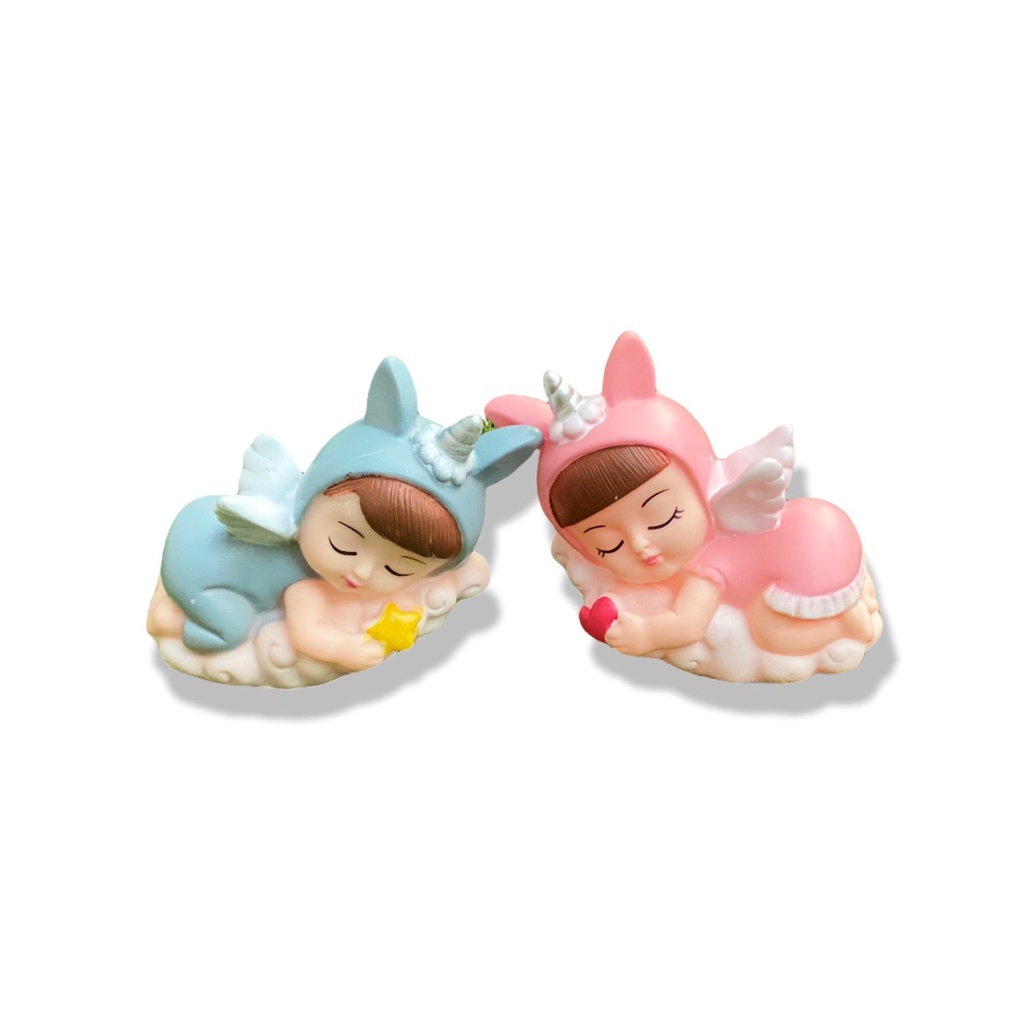 Búp bê Em bé nằm ngủ (1 cặp) - phụ kiện trang trí bánh sinh nhật, bánh rau câu
