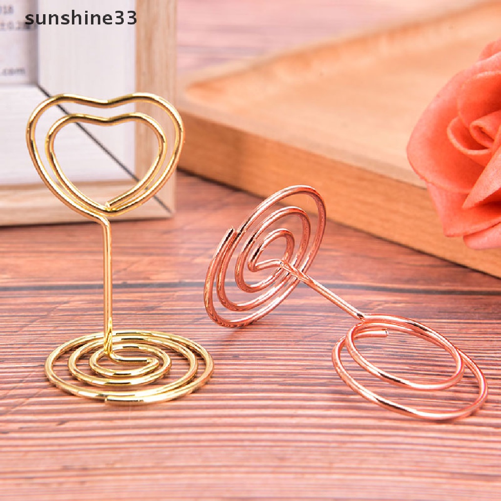 【SU】 Wedding Heart Photo Clip Table Number Stand Desktop Deco Metal Place Card Holder .