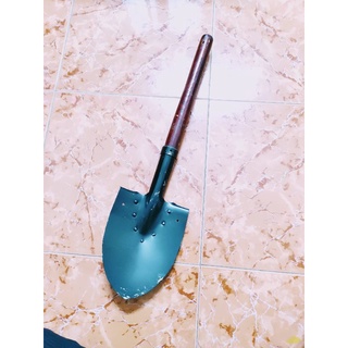 Xẻng đa năng cán ngắn, xẻng quân dung cán gỗ.