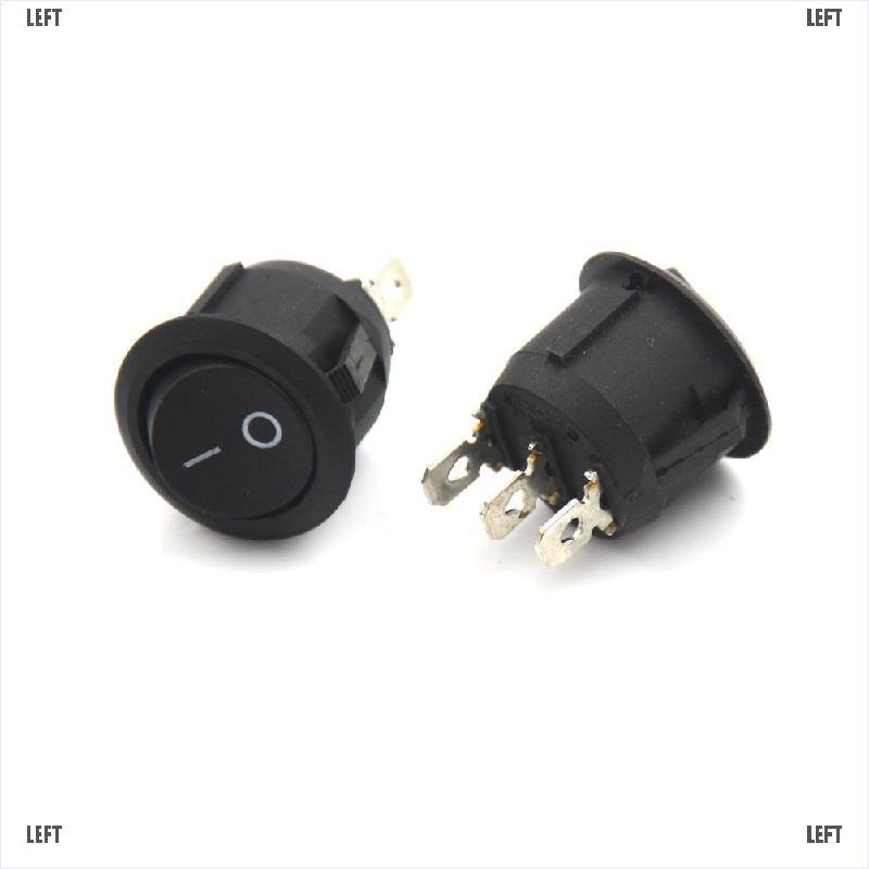 LEFT New 10PCS Mini Round Black 3 Pin SPDT ON-OFF Rocker Switch Snap-in