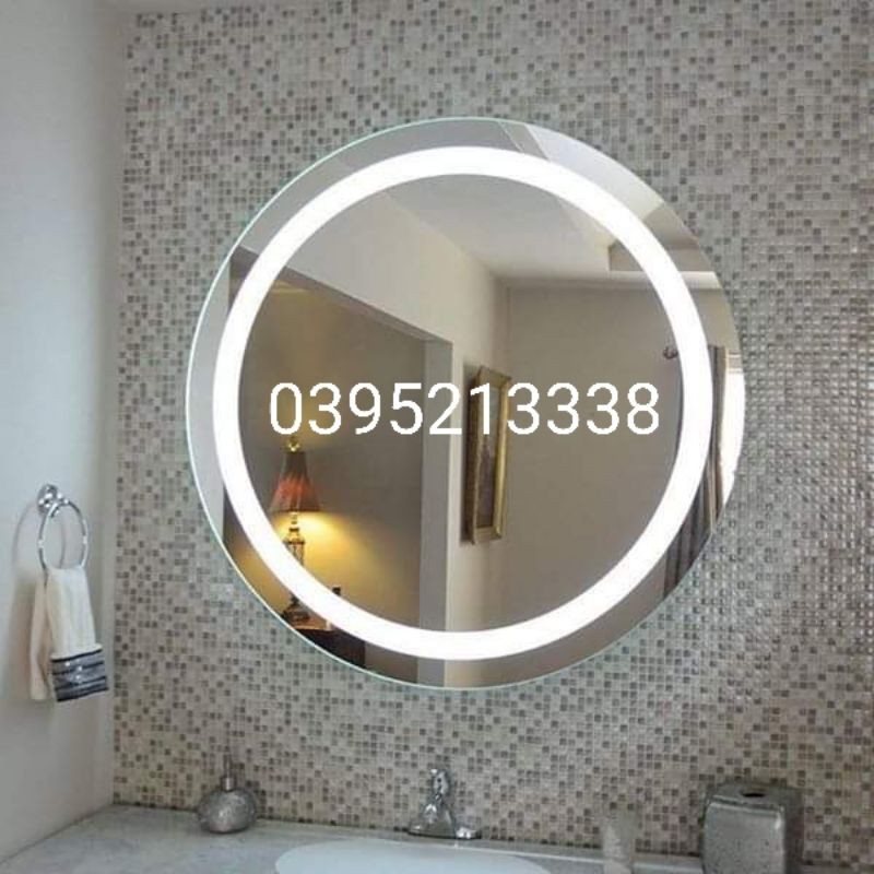 D50cm Gương tròn đèn led treo tường ,  để bàn trang điểm , phòng tắm , phòng khách