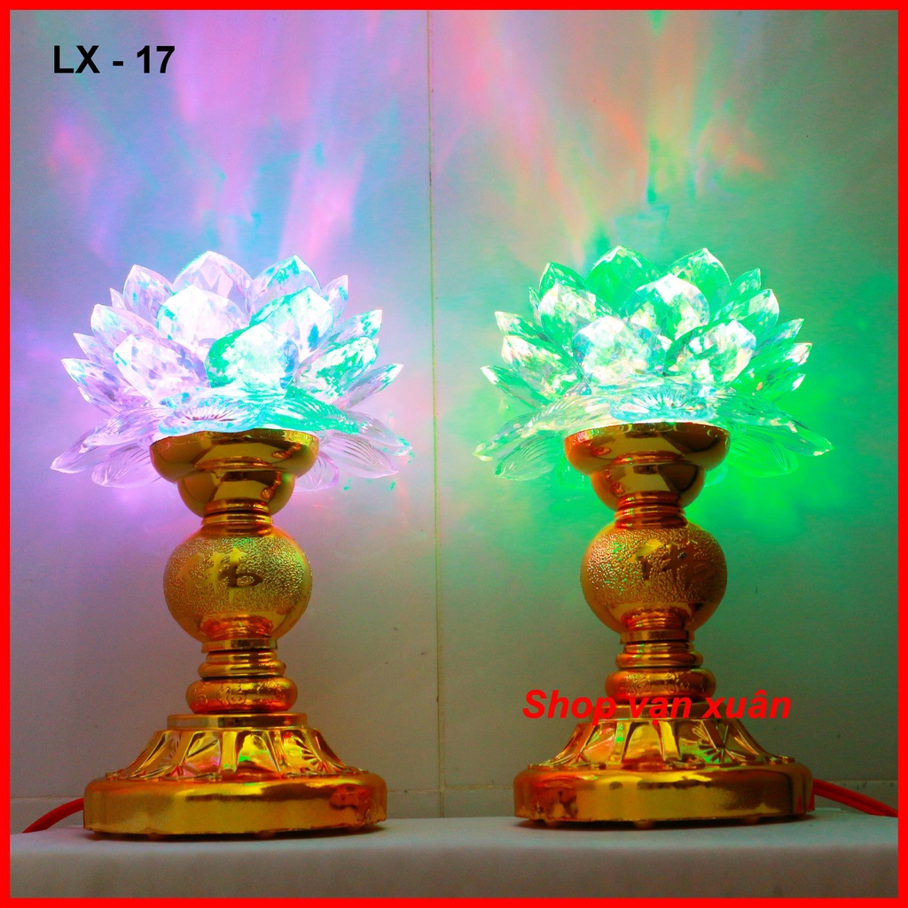 Bộ 2 đèn thờ cúng hoa sen đổi 7 màu - chất lượng áng sáng cao - thờ phật, ông địa, thần tài - đèn thờ - đèn thờ