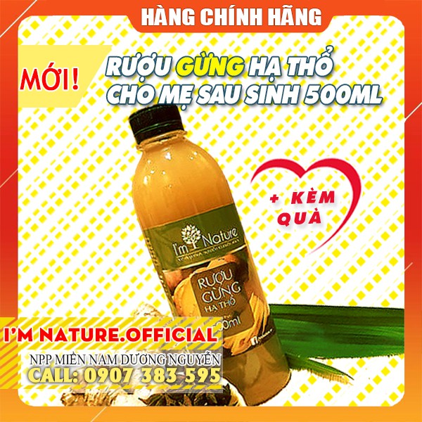 Rượu Gừng Hạ Thổ I'm Nature Giúp Giảm Mỡ - Đánh Gió - Phòng Ngừa Cảm Cúm 500ml