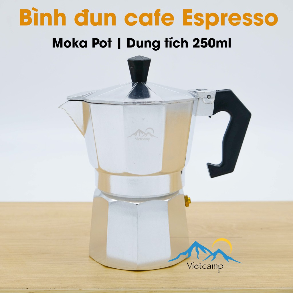 Bình đun cafe Espresso siêu tốc Moka Pot màu bạc 250ml