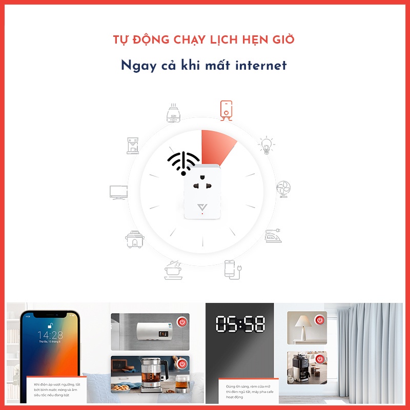 Ổ cắm điện thông minh Vconnex - Chống giật 4 cấp độ, Điều khiển từ xa, Hẹn giờ bật tắt, Bảo hành 2 năm