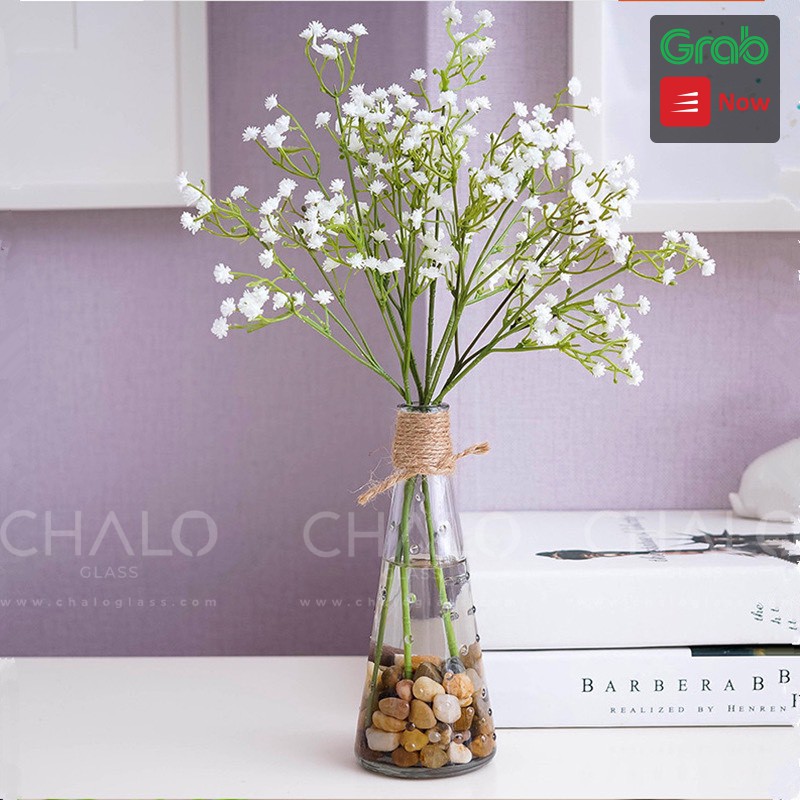 Lọ thủy tinh cắm hoa hinh tam giác giọt sương 18.5cm x 6.5cm (Combo 02 chai trơn, không kèm nắp và phụ kiện)