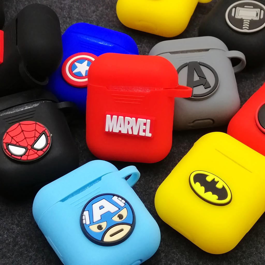 Vỏ Bảo Vệ Hộp Sạc Tai Nghe Airpods 1 / 2 Hình Siêu Anh Hùng Marvel Superhero Spiderman Deadpool Batman Iron Man Inpods 12