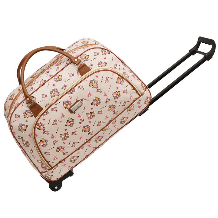 Túi kéo du lịch có bánh xe da pu cao cấp họa tiết size 20 inch hàng cao cấp TK-MAU2