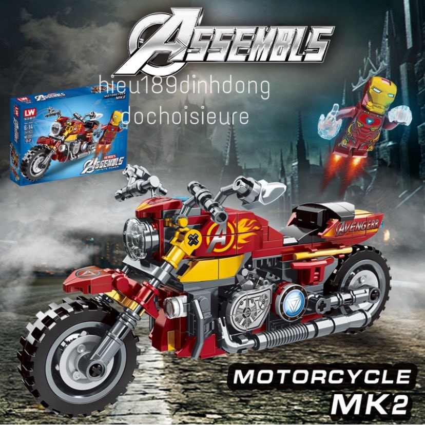 Lắp ráp xếp hình non Lego siêu anh hùng 2015 2032 : Xe máy của đội trưởng captain iron man