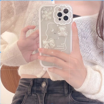 Ốp Điện Thoại Mềm Hình Gấu Và Hoa Cho Iphone 12 pro max 11 pro max xs max xr x 13proamx plus