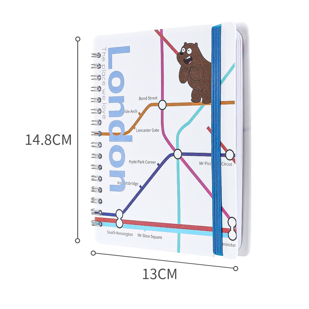 Sổ tay ghi chép Miniso lò xo We Bare Bears Wirebound Book - Hàng chính hãng