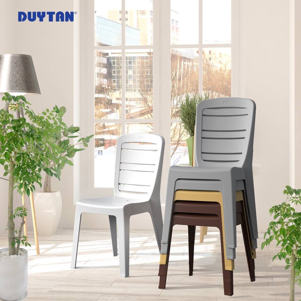 Ghế dựa sọc ngang Duy Tân sang trọng, dày, chắc chắn. Màu nâu, xám, trắng, vàng - Hàng chính hãng