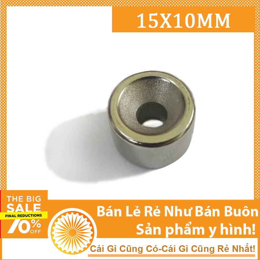 Nam châm trắng 15x10mm lỗ vát