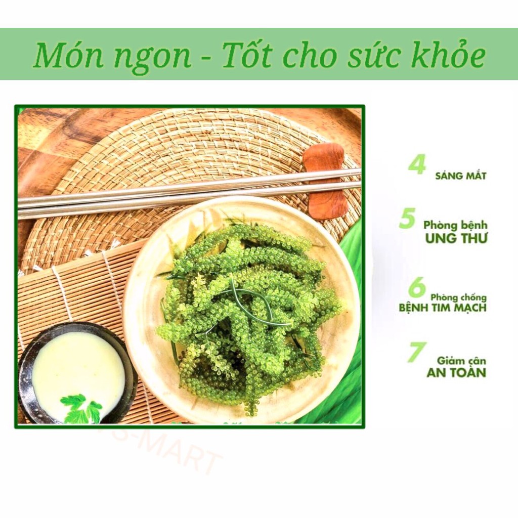 Rong nho tách nước [Combo 3 rong nho 100G / Kèm nước sốt mè rang kewpie chai 180ml ] Công nghệ tách nước nhật bản