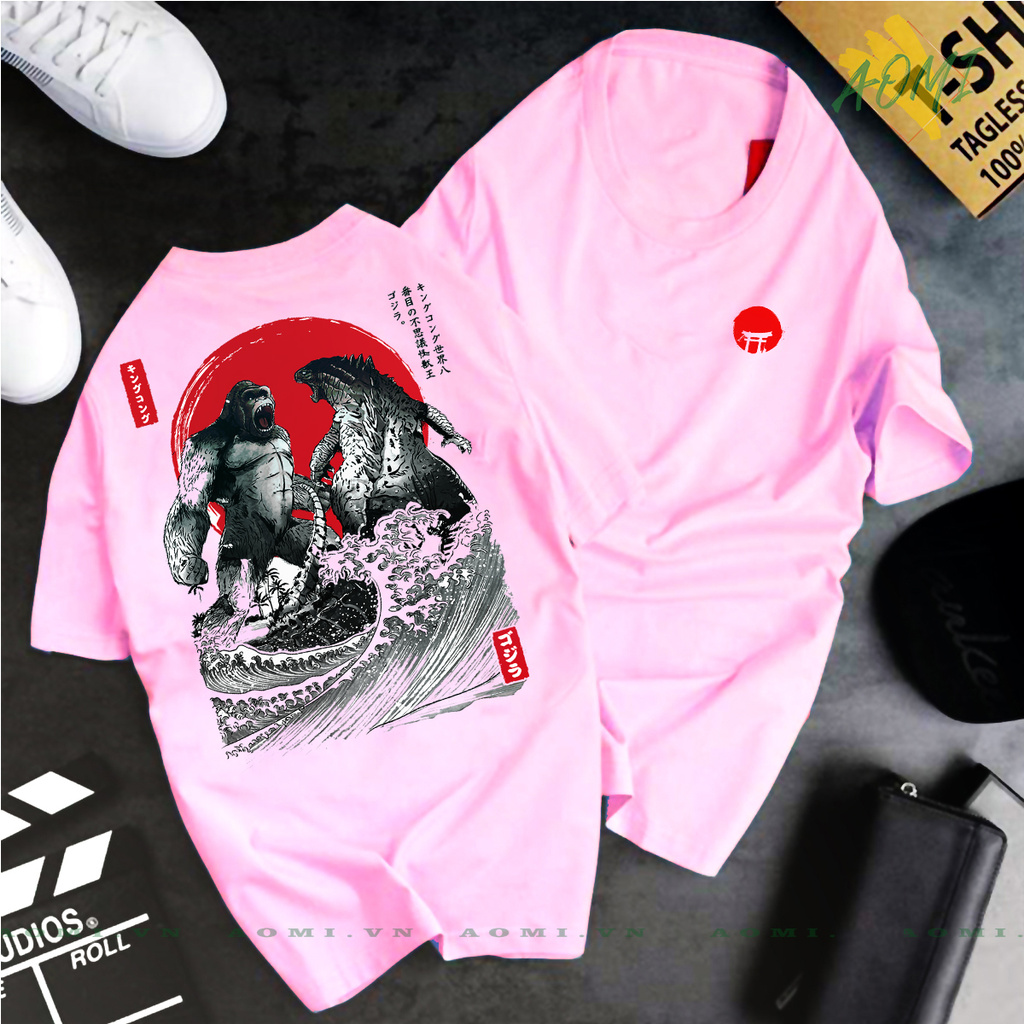 ÁO THUN UNISEX TOKYO LOGO GODZILA KONG TAY NGẮN TAY LỠ AOMIVN NAM NỮ GIA ĐÌNH CẶP ĐÔI AOMI CHẤT LƯỢNG CAO