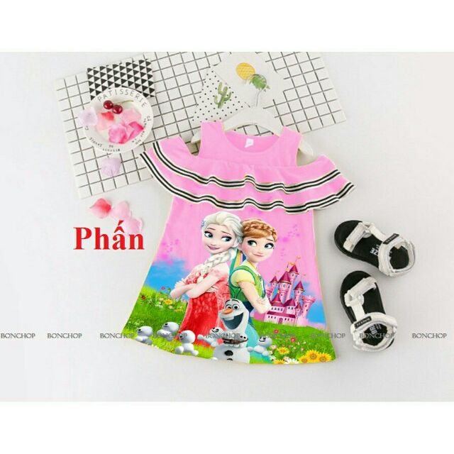 Đầm Elsa viền bèo