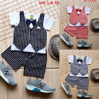 Size 1-8 đồ bộ bé trai áo kiểu ghile quần lửng