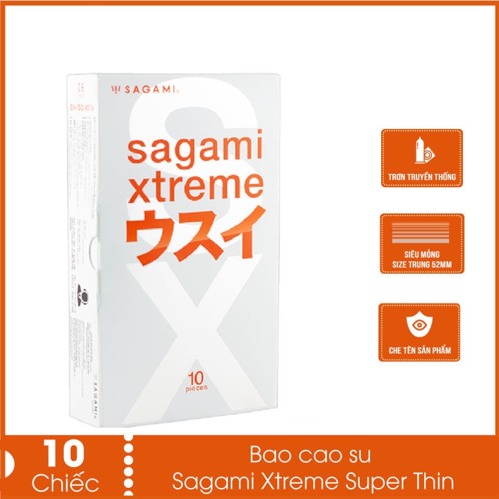 Bao cao su Sagami Xtreme Superthin siêu mỏng/nhiều gel/49mm, quà tặng bcs gân/gai/bi/râu/siêu mỏng/nhiều gel bôi trơn